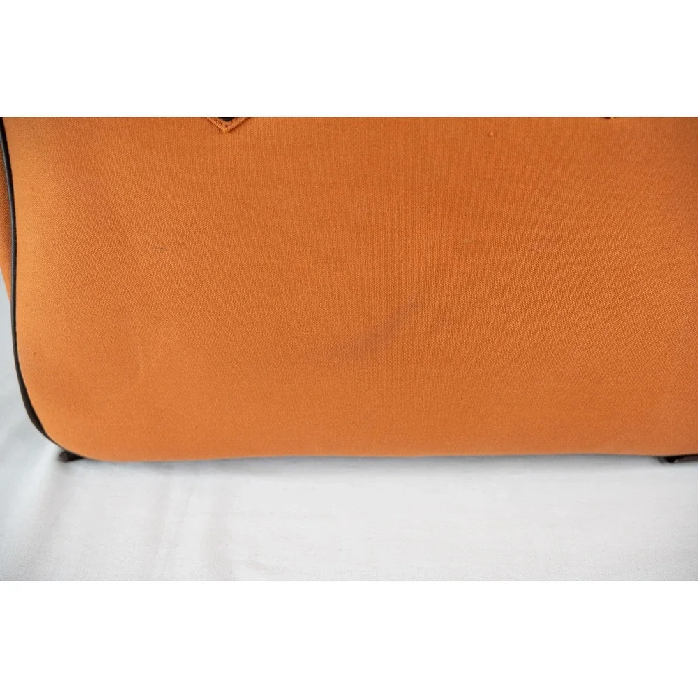Vintage Chaps Rolling Duffle‎ Bag Large Orange Good Canvas Faux Leather Luggage